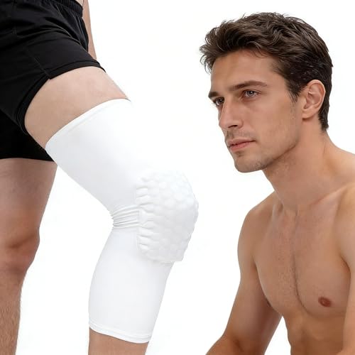 Wei Long Knee Pads Compression Leg Sleeve Knee Sleeve for All Sports Wrestling Protector Gear, 1PC Knee Pad (XL,White) - color: White, size: X-Large