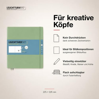 Leuchtturm1917 - Square Hardcover Sketchbook (Sage) - 112 Pages of 150g/m² Paper - color: Sage, size: Square