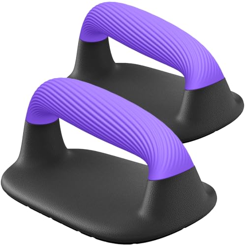 Kipika Push Up Bars, Pushup Stands, Anti-Slip Soft Plastic Push Up Handles, Bottom Anti-Slip Pad, Strength Training Equipment, Perfect for Floor Workout Exercise - color: F: Black & Purple