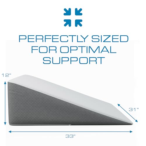 Kolbs Bed Wedge Pillow for Sleep Apnea, FSA Eligible Acid Reflux, and Back Pain Relief, with Chic Jacquard Cover - Headboard Wedges for Sleeping (Extra Wide 12" Height) - size: Extra Wide 12" Height - Grey