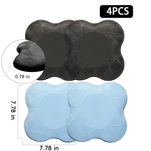 2 Pack Yoga Knee Pads Mat Set - Extra Thick Foam Kneeling Pad Cushion for Knees, Elbows, Wrists, Head - Yoga Essentials for Women Men, Non-Slip Pilates, Meditation, Floor Workouts - color: 4pcs-black+blue