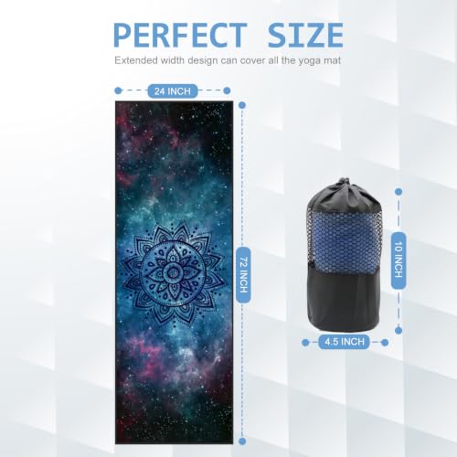 Eunzel Hot Yoga Mat Towel with Grip Dots, Printed Design 72" x 24" | Grip Dot Non Slip, Printed Microfiber Design, Sweat Absorbent, Hot Yoga & Pilate - color: Galaxy