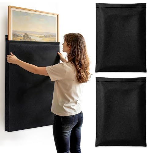 40" x 30" Felt Picture Frame Moving Bag, Mirror & Picture Moving Supplies for Artwork Canvas Painting Frames, Reusable Protective Pouch for Moving Storage (2 Pack, Black) - size: 30" x 40"