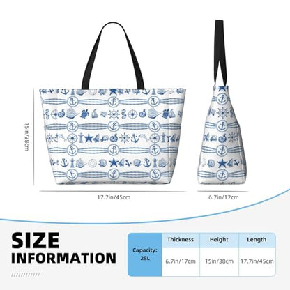 Large Beach Bag for Women Waterproof Foldable Travel Shoulder Tote Bag with Pocket for Weekender Pool Vacation - color: Cruise White