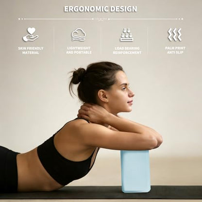 Yoga Blocks 2 Pcs, 9"x6"x3" Yoga Brick Foam Blocks EVA Foam Block Yoga Props Accessories for Yoga Pilates Stretching and Meditation - color: Baby Blue
