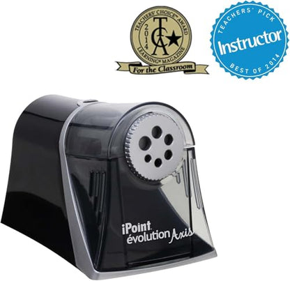 Westcott iPoint Evolution Axis Heavy Duty Electric Pencil Sharpener for Classroom, Black and Silver - size: Pack of 1, style: iPoint Evolution Axis