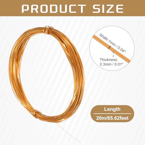 uxcell 1mm Aluminum Craft Flat Wire,66Ft 0.3mm Thickness Bendable Metal Floral Jewelry Beading Armature Wire for Sculpting Armature DIY Jewelry Making, Gold Tone - color: Gold Tone, size: 66Ft