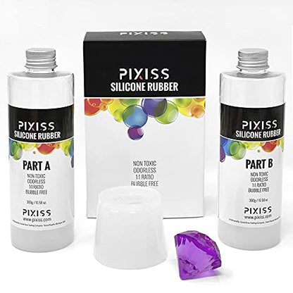 Pixiss Silicone Mold Making Kit Liquid Silicone Rubber Bubble Free Translucent Clear Mold Making Silicone-Mixing Ratio 1:1-Molding Silicone for Resin Molds,Silicone Molds DIY(21.16oz) - size: 0.6kg Kit