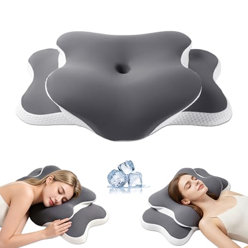Ergo Pillow for Sleep Apnea, Neck Pain, and Snoring Relief | Cervical Neck Pillow for Neck Pain Relief & Side Sleeper | Orthopedic Memory Foam with Ergonomic Neck Support, Gray, Standard - color: Gray, size: Standard