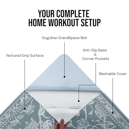 gogoKIWI Hot Yoga Mat Towel for 6 x 4 ft Mats, Victoria Blue & White - color: Victoria Blue & White