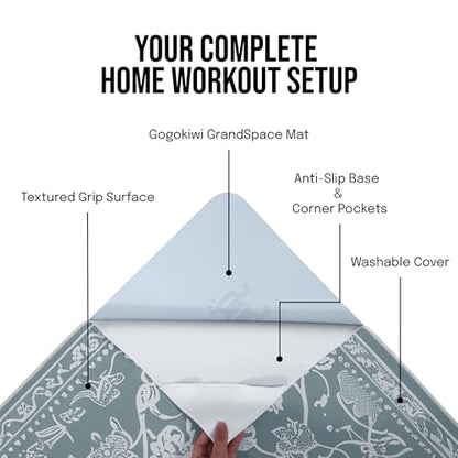 gogoKIWI Hot Yoga Mat Towel for 6 x 4 ft Mats, Victoria Blue & White - color: Victoria Blue & White