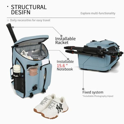 Kalesi Gym Duffle Bag Backpack 4-Way Waterproof with Shoes Compartment for travel Sport Hiking laptop - color: Grayish Blue