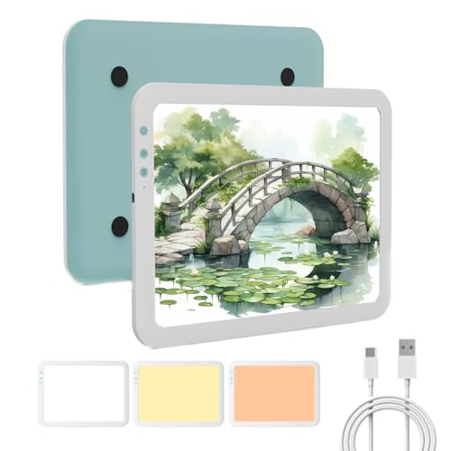 A4 Tracing Light Box for Drawing, Portable LED Light 3500mAh Battery 3 Colors Modes 6 Levels of Brightness Cordless LED Light Pad for Drawing, Painting Sketching, Tracing (Green)