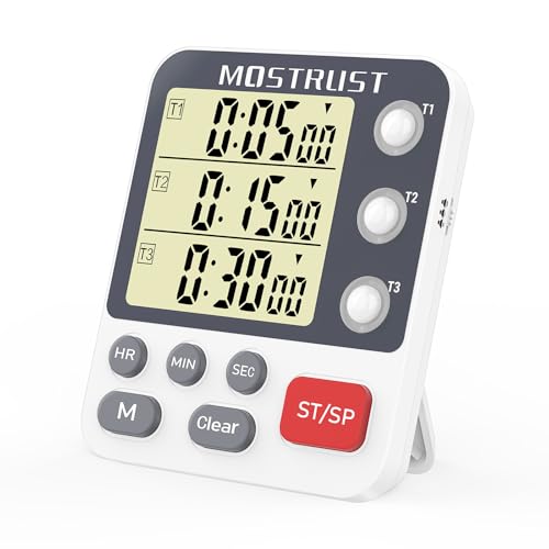 Digital Dual Kitchen Timer, Multiple Channels Countdown Timer - color: White