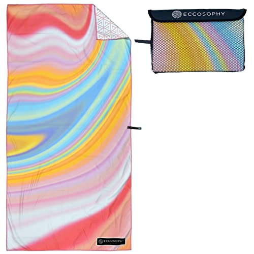 ECCOSOPHY Microfiber Beach Towel - Quick Dry, Sand Free and Oversized 71x35 | Super absorbent, lightweight, swimming, gym, extra large, pool, cruise, camping, yoga, travel, compact, carry bag, vacation - color: Maldives