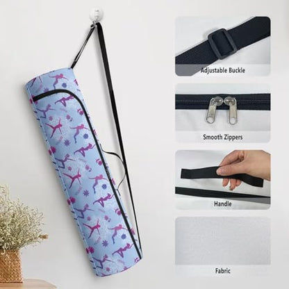 Yoga Mat Bag Portable Yoga Mat Holder with Adjustable Strap Lighweight Gym Tote Bag with Handle - color: Yoga Theme Blue