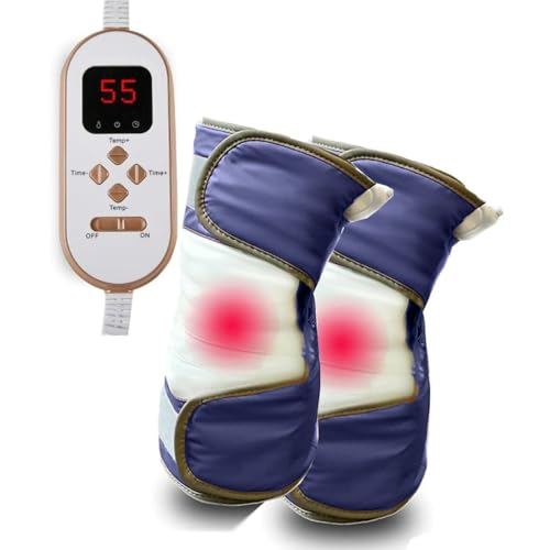 A Pair Large Screen Remote Control Knee Massager with Heat Vibration for Pain Relief Electric Heated Knee Brace with 7 Heat Levels and 10 Massage Mode, Gifts for Men Women (Purple)