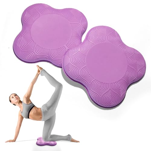 2 Packs Yoga Knee & Elbow Cushions - Extra Thick Foam for Knees, Elbows, Wrists, Hands & Head - Pilates & Kneeling Pads - Support Foam Pads for Women & Men - color: purple