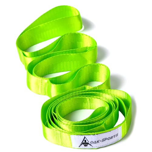 Oak-Sports Stretching Strap Yoga Strap for Physical Therapy with 10 Loops, Yoga Straps for Stretching, Upgraded Non-Elastic Stretch Band for Pilates, Dance and Gymnastics with Workout Guide - color: Light Green