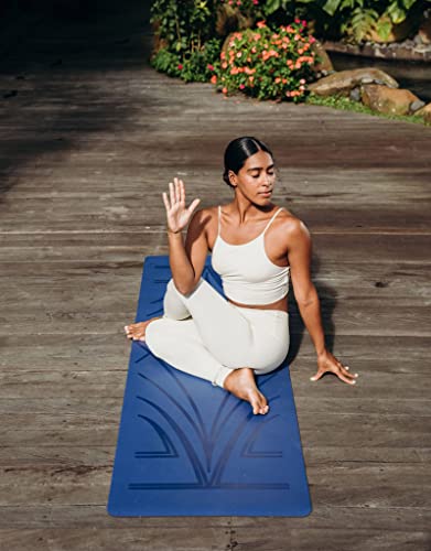 YOGA DESIGN LAB | The Infinity Mat | Luxurious Non-Slip Design Provides Unparalleled Grip to Support and Align You Beautifully | Eco-Friendly | w/Carrying Strap! - color: Diamond Align Navy, size: 5mm