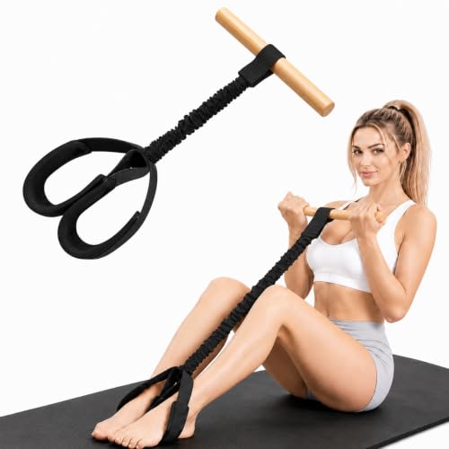 Foot Pedal Resistance Band with Wooden Handles - color: Black -Advanced Resistance