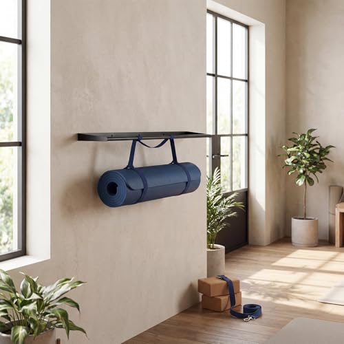Sintuff 49 x 7 x 2 Yoga Mat Holder Hanging Mat Wall-mounted Rack Holds up to 60 Exercise Mats Holder for Home Gym, Fitness Classes, Yoga Studio