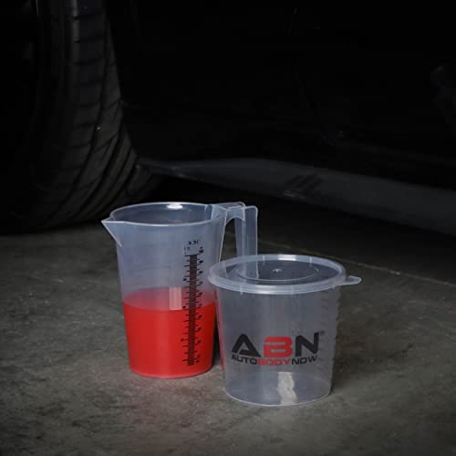 ABN 5 Piece Set of Graduated Paint Mixing Pitchers Quart and Gallon Sized Mixing Cups - 5000 ml, 3000 ml, 2000 ml, 1000 ml, 500 ml Plastic Mixing Cups for Paint, Resin, Epoxy and Home Kitchen and