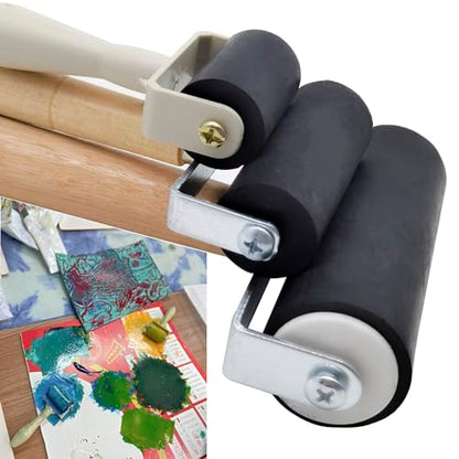 HRJZF 6 Pack Rubber Brayer Roller for Printmaking,Anti Skid Tape Construction Tools, Print,Great for Gluing Application Also,Ink and Stamping Tools 1.4 Inch - color: 1