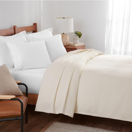 Arkwright Basket Weave King Blanket - 100% Ringspun Cotton All Season Blankets, Luxury Hotel Quality, Soft on Skin, Breathable, 300 GSM for Bed, Sofa, and Chair, 104 X 90 in, Beige - color: Almond Milk Taupe, size: King (104x90)