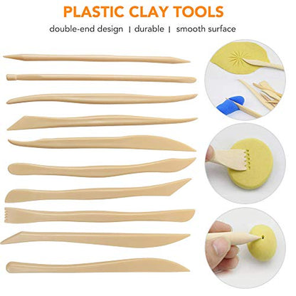 LotFancy 30PCS Clay Tools Kit for Beginners, Polymer & Air Dry Clay Sculpting Tools with Carrying Pouch, Pottery Ceramic Modeling Carving Tools Set for Adults Kids Art Crafts