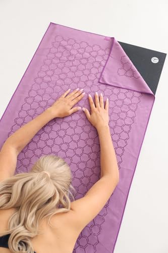 Eunzel Double Sided Silicone Yoga Mat Towel, 72" x 26.5" | Double-Sided Silicone Grip, Non Slip Surface, Absorbent Microfiber, Hot Yoga & Vinyasa - color: Purple