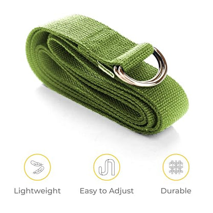 Bulk Yoga Straps, 10 Pack, 8ft, D-Ring Buckle - color: Olive