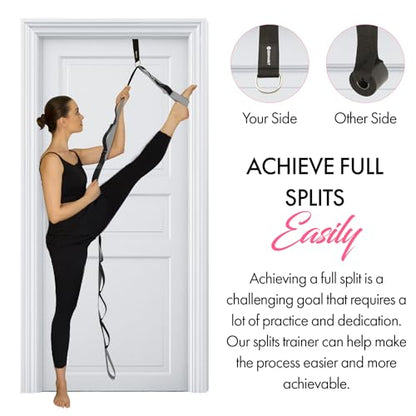 10-Loop Yoga Strap with Door Anchor for Stretching & Flexibility - color: Silvery Grey