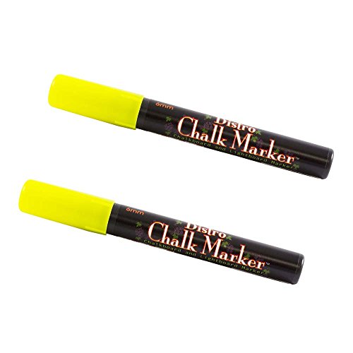 JAM PAPER Dustless Erasable Chalk Markers - Broad Point Liquid Chalk Marker - Neon Yellow - 2/Pack - color: Neon Yellow