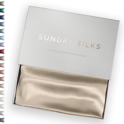SUNDAYSILKS™ 100% 멀베리 실크 베개 커버, 머리카락과 피부를 위한 실크 베개 커버, 새틴 베개 커버보다 우수함, 지퍼 포함, 표준, 퀸, 킹 사이즈, 주름 방지, 냉각, 미끄럼 방지 실크 베개 커버 - color: 귀리 밀크, size: 1 Pack Standard Pillowcase (20" x 26")