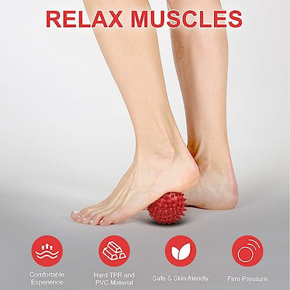 URAQT Spiky Massage Ball Set, 2 Pack Physical Therapy Massage Balls, Hard Lacrosse Ball & Spiky Massage Ball for Myofascial Release and Trigger Point Deep Tissue Massage (Red) - color: 2pcs-red