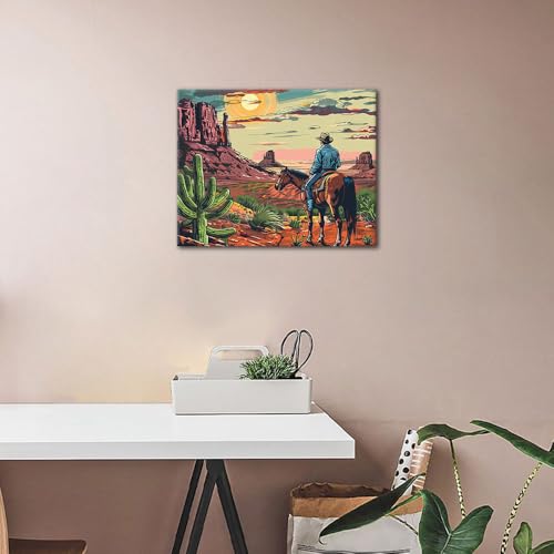 TUMOVO Cowboy Paint by Numbers Kit for Adults, Desert Landscape Adult Paint by Number Kits, Cactus DIY Painting by Numbers for Gift Home Wall Decor Art Crafts 16"x20"(Frameless) - color: Cowboy