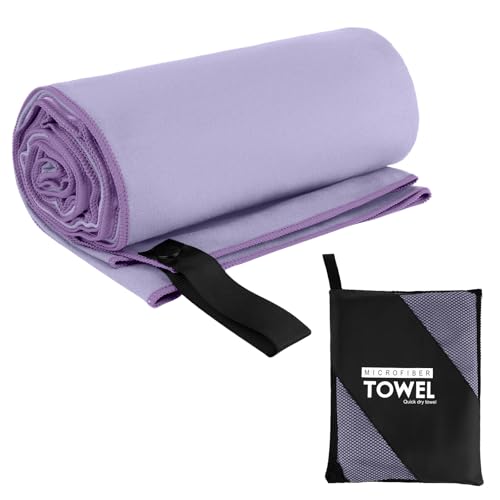 Muka Microfiber Yoga Towel Skidproof, Super Absorbent Sweat Mat Towel for Hot Yoga, Workout Hand Towels Quick-Drying - color: Plum, size: 48x24 Inch