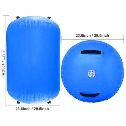 Inflatable Air Roller Mat with Pump for Gymnastics Training - color: blue+pump, size: length 100cm,diameter 75cm