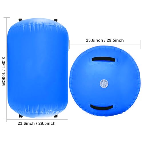 Inflatable Air Roller Mat with Pump for Gymnastics Training - color: blue+pump, size: length 100cm,diameter 60cm