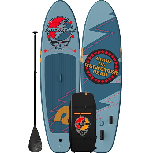 Retrospec Weekender Inflatable Stand Up Paddle Board Includes Paddle, Pump, and Accessories 10’6” Lightweight iSUP, Puncture Resistant Inflatable Paddle Board for Adults - color: Grateful Dead