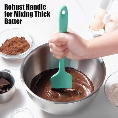 Doosu 600°F Heat Resistant Silicone Spatula Scrapers (Set of 4, Aqua Sky) | Food Grade Kitchen Rubber Baking Cooking Tool Nonstick Utensil Set for Mixing, Scraping, Folding, Stirring, Serving - color: Aqua Sky, size: Set of 4