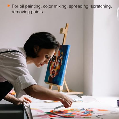 HARFINGTON 9pcs E1-E9 Painting Palette Knife Set Stainless Steel Art Spatula Painting Pallet Knives Scrapers Tools with Plastic Handle for Acrylic Oil Canvas Mixing Spreading