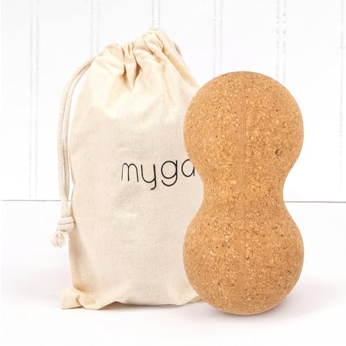 Myga - Cork Peanut Lacrosse Ball Muscle Roller Self Massager for Myofascial Release, Trigger Point Therapy and Deep Tissue Massage - 5.51" x 2.36"
