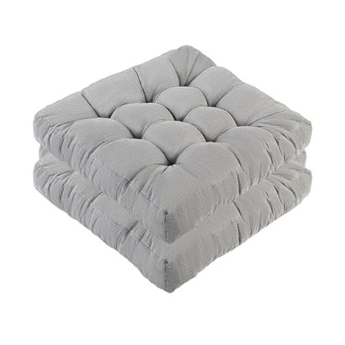 Meditation Floor Cushions Set of 2, Thickened Floor Pillow for Adults, Large Square Pillows Seat Cushion for Tatami Living Room Yoga, Memory Sponge Block Added, 22x22 Inch, Grey - color: Grey, size: 2pcs