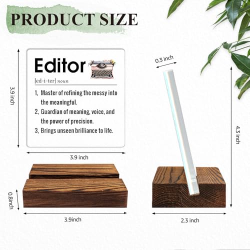 Editor Definition 나무 스탠드가 있는 아크릴 사인, 작가를 위한 재미있는 사무실 선물, 소설가를 위한 영감을 주는 책상 장식, 미래의 베스트셀러 작가 감사 선물, 편집 졸업생 선물 - color: 화이트 & 핑크