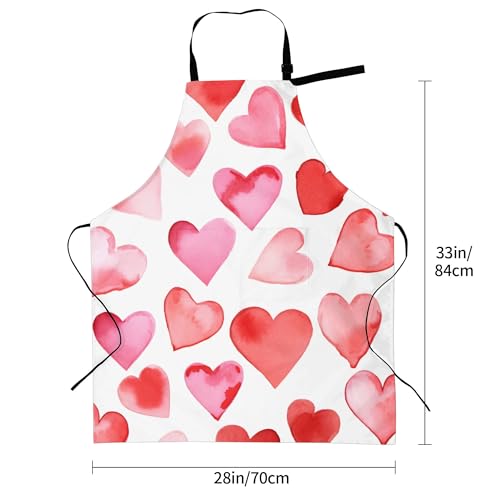 Artist Painting Apron with 2 Pockets Painters Art Aprons Gifts for Women Men - color: Hearts Art
