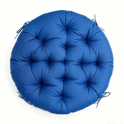 47" Round Tufted Floor Cushion, Thick Meditation Papasan with Ties - color: Classic Blue