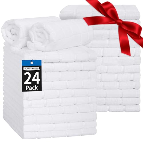 Hand Towels for Bathroom, 24 Pack 25''*15'' Microfiber Bath Hand Towels, Quick Dry Lint Free Soft Absorbent Bulk Washcloths, Decorative White Towels for Tea Shower Yoga Gym Salon Kitchen - color: White, size: 24 Pack