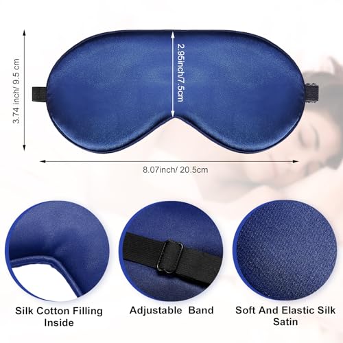 20 Pieces Silk Sleep Mask Eye Mask with Adjustable Strap, Royal Blue - color: Royal Blue